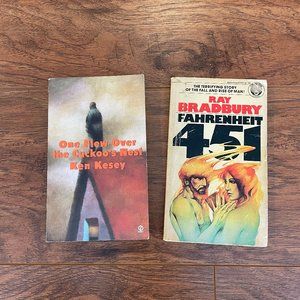 Set of 2 Vintage Books "Fahrenheit 451" and "One Flew Over the Cuckoo's Nest"